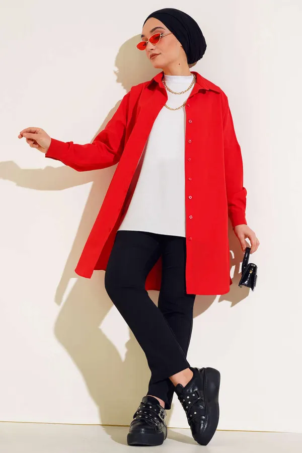 5845 Hijab Tunic - Red 5845 Hijab Tunic - Red
