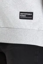 Kadın Gri Renk Basic Bisiklet Yaka Sweatshirt