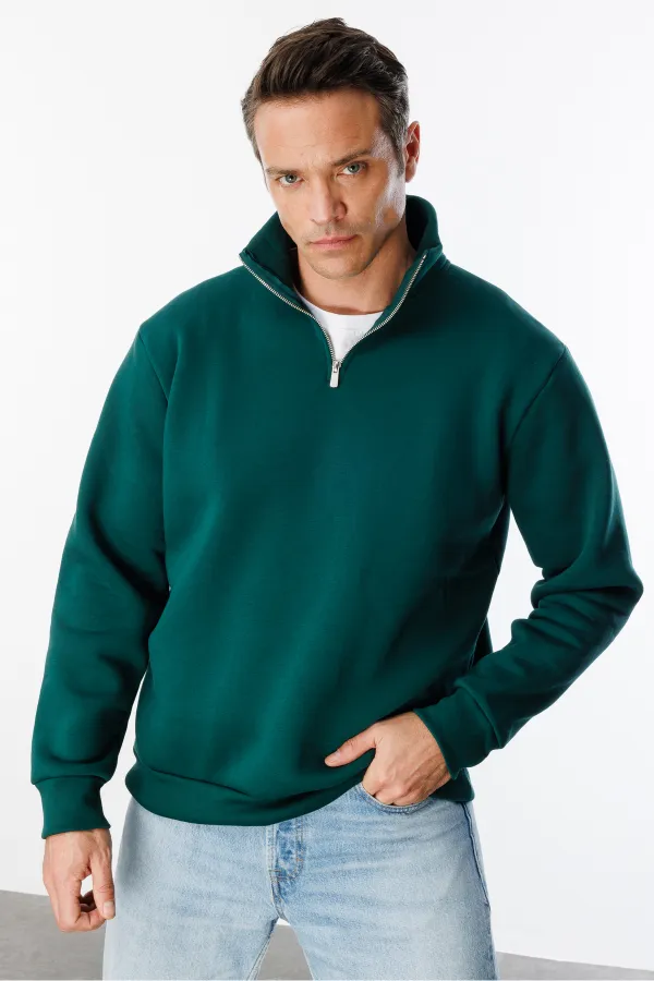 Unisex Sweatshirt Comfortable Cut Cotton Fleece Inside Half Zipper Stand Collar Sweatshirt Unisex Sweatshirt Comfortable Cut Cotton Fleece Inside Half Zipper Stand Collar Sweatshirt