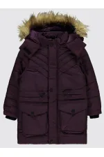 Kız Çocuk Mont 6-9 Yaş Mürdüm - Paket