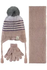 Girls Scarf, Beanie and Glove Sets for 2-5 Years Old Powder - Package