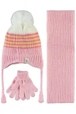 Kız Çocuk Atkı Bere Eldiven Setleri 2-5 Yaş Pembe - Paket