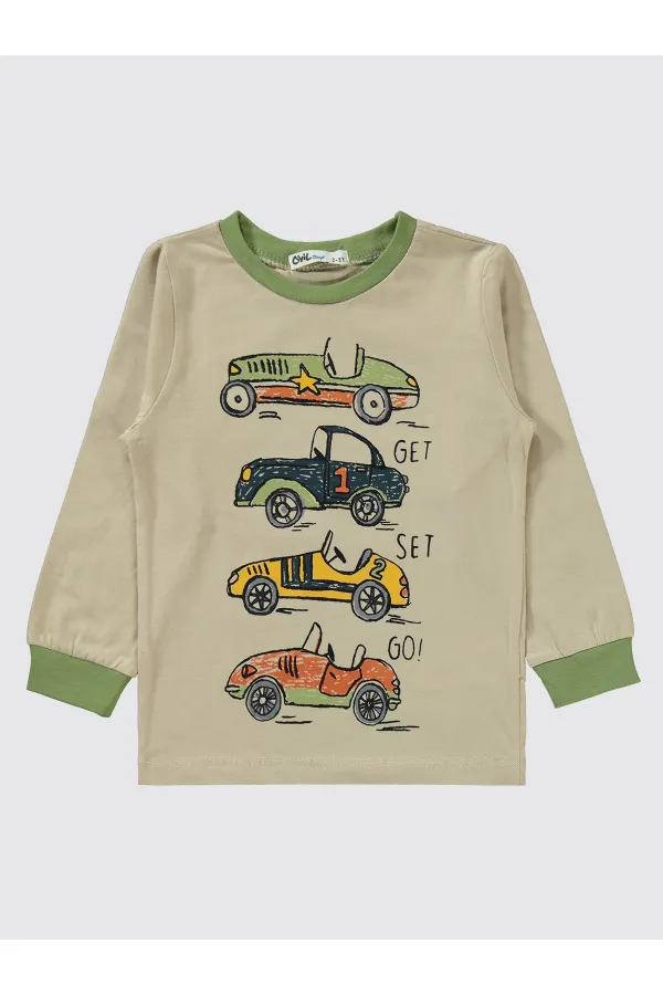 Erkek Çocuk Pijama Takımı 2-5 Yaş Açık Haki - Paket