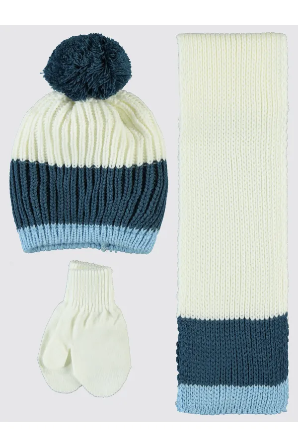 Baby Scarf, Beanie and Glove Sets 0-24 Months Blue - Package