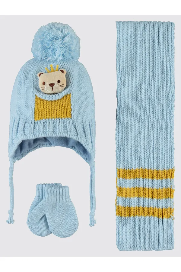 Baby Scarf, Beanie and Glove Sets 0-24 Months Light Blue - Package