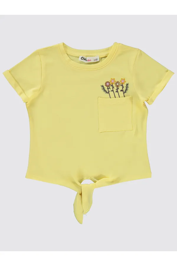 Kız Çocuk Tişört 2-5 Yaş Açık Sarı - Paket