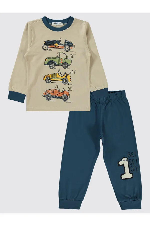 Ensemble pyjama pour garçon de 2 à 5 ans, couleur pétrole - Paquet