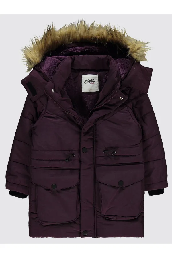 Kız Çocuk Mont 6-9 Yaş Mürdüm - Paket