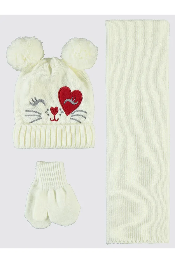 Baby Scarf, Beanie and Glove Sets 0-24 Months Ecru - Package