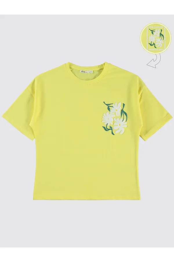 T-shirt fille 10-13 ans jaune - Paquet