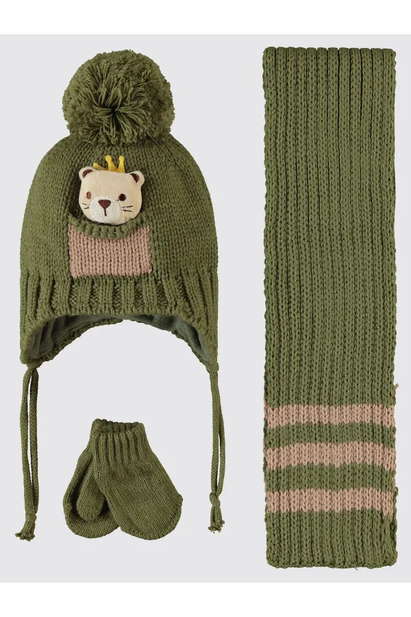 Baby Scarf, Beanie and Glove Sets 0-24 Months Green - Pack
