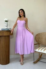 Wholesale Lilac Chest Cup Long Gathered Dress