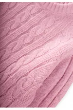 Saç Örgülü Kazak 1-8 Yaş Pudra Pembe