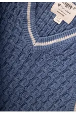 Pull tricoté cheveux 3-9 ans bleu indigo