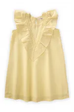 Robe à ourlet et dos en dentelle, jaune, 2-7 ans
