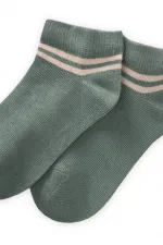 Chaussettes courtes à rayures brutes pour enfants de 5 à 12 ans, vert amande