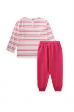 Ensemble T-shirt à manches longues rayé 2-12 ans Rose fuchsia rayé