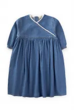 Robe en jean bleu pastel tomate pour les 2 à 7 ans