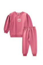 Ensemble sweat-shirt détaillé pour les 1 à 7 ans corail