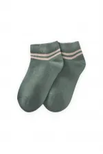 Chaussettes courtes à rayures brutes pour enfants de 5 à 12 ans, vert amande