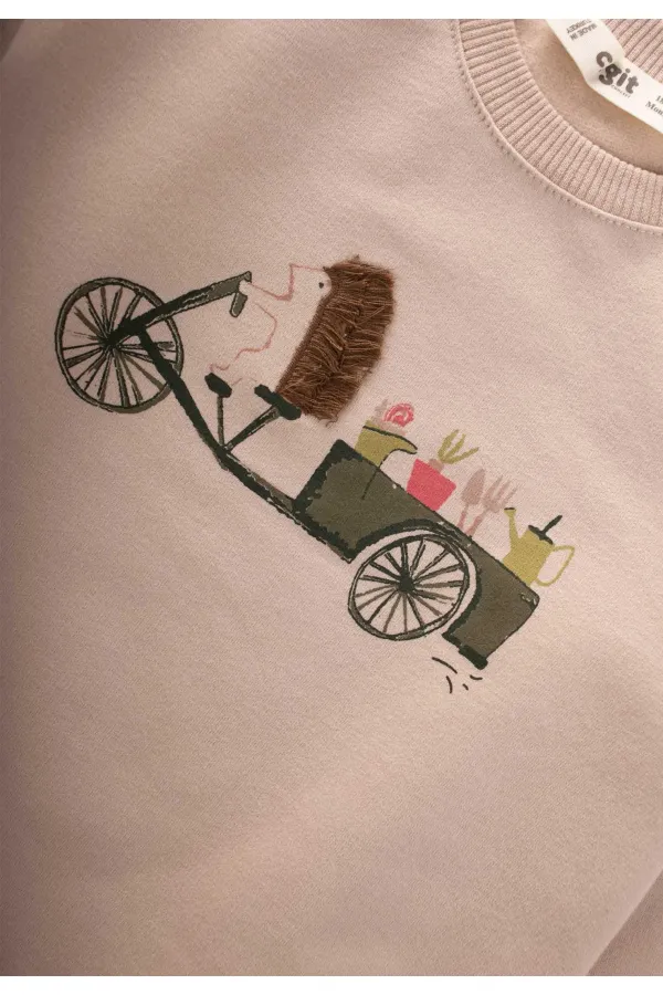 Ensemble sweat-shirt imprimé hérisson 0-5 ans beige