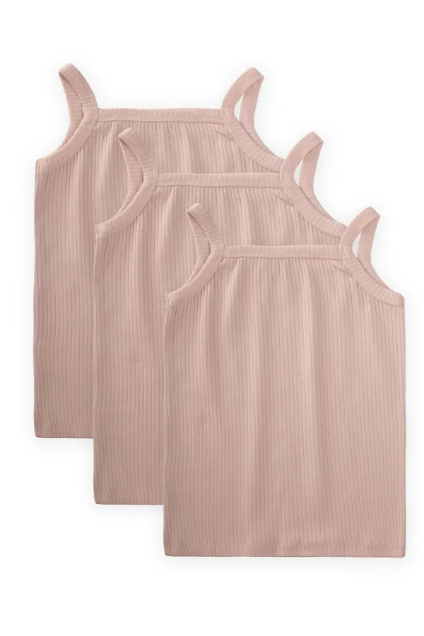 Maillot de corps à bretelles en corde 2-9 ans Rose poudré
