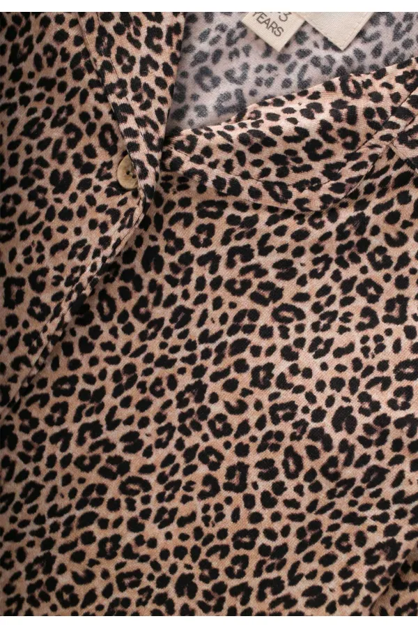 Ensemble pyjama fluide à col chemise 8-12 ans motif léopard