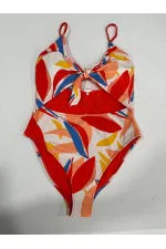 Women's Multicolored Tropical Patterned Lined Swimsuit HZL25S-AR1824