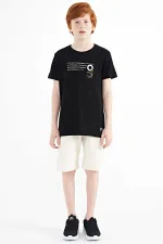 Tommylife Toptan O Yaka Standart Kalıp Baskılı Erkek Çocuk T-Shirt 11145 Siyah