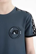 Tommylife Toptan O Yaka Standart Kalıp Baskılı Erkek Çocuk T-Shirt 11121 Orman Yeşili