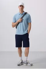 Tommylife Toptan Standart Fit Dokuma Hafif Esnek Chino Şort 81290 Lacivert