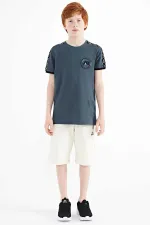 Tommylife Toptan O Yaka Standart Kalıp Baskılı Erkek Çocuk T-Shirt 11121 Orman Yeşili