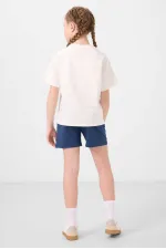 Tommylife Toptan Pamuklu Yumuşak Dokulu Standart Fit Basic Kız Çocuk Şort Takım 75184 Ekru Parlament