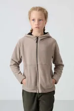 Tommylife Toptan 7-15 Yaş Kapüşonlu Standart Kalıp Kız Çocuk Polar Sweatshirt 75152 Koyu Bej Tommylife Toptan 7-15 Yaş Kapüşonlu Standart Kalıp Kız Çocuk Polar Sweatshirt 75152 Koyu Bej
