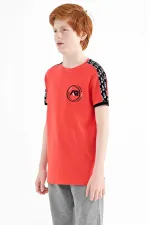 Tommylife Toptan O Yaka Standart Kalıp Baskılı Erkek Çocuk T-Shirt 11121 Coral