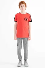 Tommylife Toptan O Yaka Standart Kalıp Baskılı Erkek Çocuk T-Shirt 11121 Coral