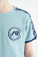 Tommylife Toptan O Yaka Standart Kalıp Baskılı Erkek Çocuk T-Shirt 11121 Açık Mavi