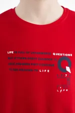 Tommylife Toptan O Yaka Standart Kalıp Baskılı Erkek Çocuk T-Shirt 11145 Kırmızı