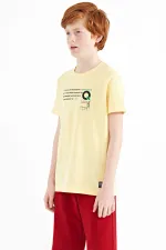 Tommylife Toptan O Yaka Standart Kalıp Baskılı Erkek Çocuk T-Shirt 11145 Sarı