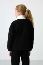 Tommylife Toptan 7-15 Yaş Dik Yaka Standart Kalıp Kız Çocuk Polar Sweatshirt 75153 Siyah Tommylife Toptan 7-15 Yaş Dik Yaka Standart Kalıp Kız Çocuk Polar Sweatshirt 75153 Siyah