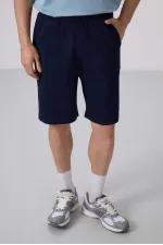 Tommylife Toptan Standart Fit Dokuma Hafif Esnek Chino Şort 81290 Lacivert