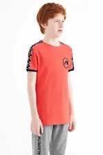 Tommylife Toptan O Yaka Standart Kalıp Baskılı Erkek Çocuk T-Shirt 11121 Coral