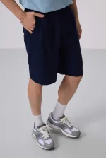 Tommylife Toptan Standart Fit Dokuma Hafif Esnek Chino Şort 81290 Lacivert