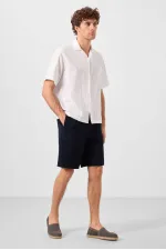 Tommylife Toptan Standart Fit Dokuma Hafif Esnek Chino Erkek Şort 81289 Kot Lacivert