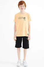 Tommylife Toptan O Yaka Standart Kalıp Baskılı Erkek Çocuk T-Shirt 11145 Kavuniçi