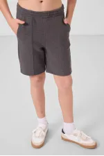 Tommylife Toptan Pamuklu Yumuşak Dokulu Standart Fit Basic Erkek Çocuk Şort 11289 Koyu Gri