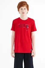 Tommylife Toptan O Yaka Standart Kalıp Baskılı Erkek Çocuk T-Shirt 11145 Kırmızı