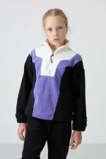 Tommylife Toptan 7-15 Yaş Dik Yaka Standart Kalıp Kız Çocuk Polar Sweatshirt 75153 Siyah Tommylife Toptan 7-15 Yaş Dik Yaka Standart Kalıp Kız Çocuk Polar Sweatshirt 75153 Siyah