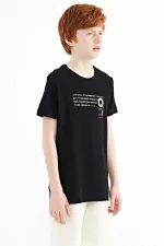 Tommylife Toptan O Yaka Standart Kalıp Baskılı Erkek Çocuk T-Shirt 11145 Siyah
