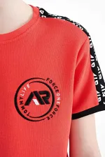 Tommylife Toptan O Yaka Standart Kalıp Baskılı Erkek Çocuk T-Shirt 11121 Coral